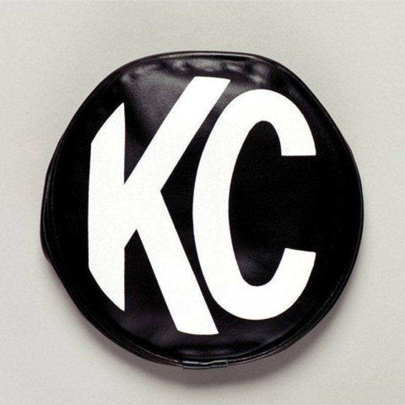 KC HiLiTES 5in. Round Soft Cover (Pair) - Black w/White KC Logo - BOLT Motorsports